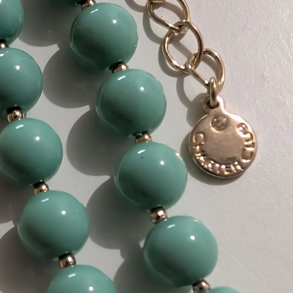 Charter Club Beaded Faux Pearl Necklace Chain Green Fashion